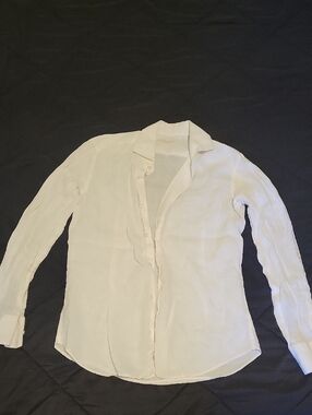 Men's White Long-Sleeve Casual Button-Down Shirt